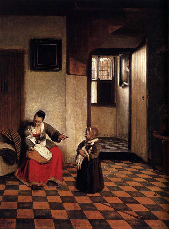 Woman with Baby and Small Child 